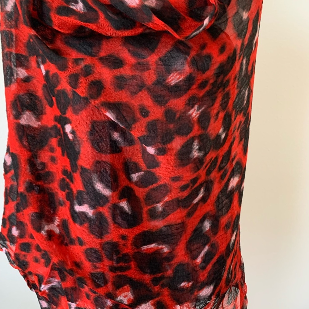 Leopard Print Red Scarf - Picture 2 of 6